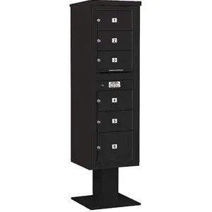 SALSBURY INDUSTRIES 3415S-06BLK Pedestal Mailbox 6 Doors Black 70-1/4 Inch | AG3LNC 33LV96