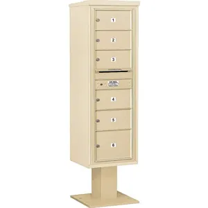 SALSBURY INDUSTRIES 3415S-06SAN Pedestal Mailbox 6 Doors Sand 70-1/4 Inch | AG3LNF 33LW01