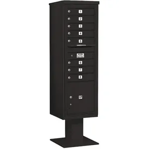 SALSBURY INDUSTRIES 3415S-08BLK Pedestal Mailbox 9 Doors Black 70-1/4 Inch | AG3LTH 33LX60