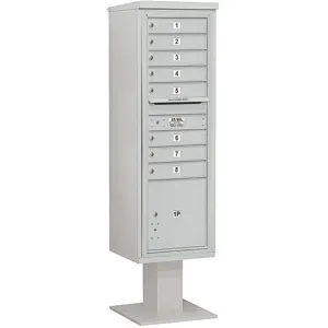 SALSBURY INDUSTRIES 3415S-08GRY Pedestal Mailbox 9 Doors Gray 70-1/4 Inch | AG3LWJ 33LX63