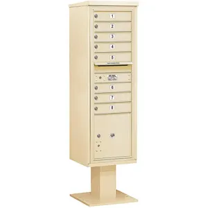 SALSBURY INDUSTRIES 3415S-08SAN Pedestal Mailbox 9 Doors Sand 70-1/4 Inch | AG3LWK 33LX64