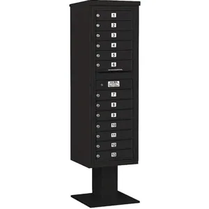 SALSBURY INDUSTRIES 3415S-13BLK Pedestal Mailbox 13 Doors Black 70-1/4 Inch | AG3MAT 33LY69