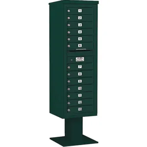 SALSBURY INDUSTRIES 3415S-13GRN Pedestal Mailbox 13 Doors Green 70-1/4 Inch | AG3MAV 33LY71