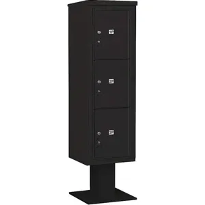 SALSBURY INDUSTRIES 3415S-3PBLK Pedestal Mailbox 3 Doors Black 70-1/4 Inch | AG3LDM 33LT86