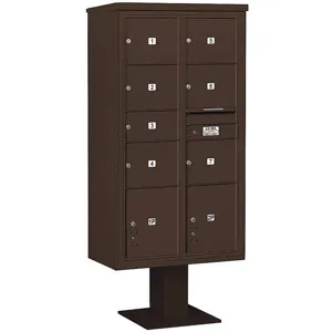 SALSBURY INDUSTRIES 3416D-07BRZ Pedestal Mailbox 9 Doors Bronze 72 Inch | AG3MGV 33MC94