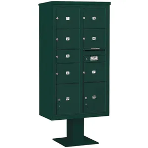 SALSBURY INDUSTRIES 3416D-07GRN Pedestal Mailbox 9 Doors Green 72 Inch | AG3MGW 33MC95