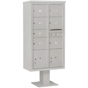 SALSBURY INDUSTRIES 3416D-07GRY Pedestal Mailbox 9 Doors Gray 72 Inch | AG3MRE 33MC96