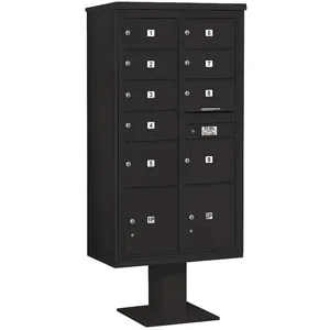 SALSBURY INDUSTRIES 3416D-09BLK Pedestal Mailbox 11 Doors Black 72 Inch | AG3MTV 33MD34