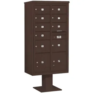 SALSBURY INDUSTRIES 3416D-09BRZ Pedestal Mailbox 11 Doors Bronze 72 Inch | AG3MTW 33MD35