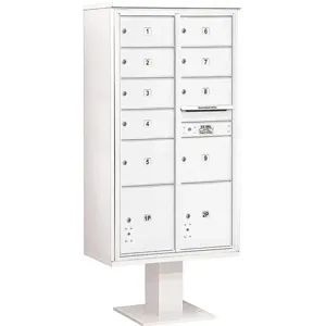 SALSBURY INDUSTRIES 3416D-09WHT Pedestal Mailbox 11 Doors White 72 Inch | AG3MUA 33MD39