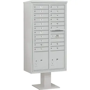 SALSBURY INDUSTRIES 3416D-19GRY Pedestal Mailbox 21 Doors Gray 72 Inch | AG3MWJ 33ME03