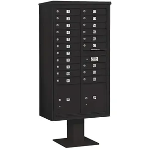 SALSBURY INDUSTRIES 3416D-20BLK Pedestal Mailbox 22 Doors Black 72 Inch | AG3MWU 33ME12