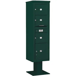 SALSBURY INDUSTRIES 3416S-03GRN Pedestal Mailbox 4 Doors Green 72 Inch | AG3LJA 33LU97