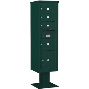 SALSBURY INDUSTRIES 3416S-04GRN Pedestal Mailbox 5 Doors Green 72 Inch | AG3LMY 33LV92