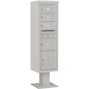 SALSBURY INDUSTRIES 3416S-04GRY Pedestal Mailbox 5 Doors Gray 72 Inch | AG3LMZ 33LV93