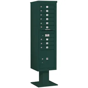 SALSBURY INDUSTRIES 3416S-09GRN Pedestal Mailbox 10 Doors Green 72 Inch | AG3LYT 33LY19