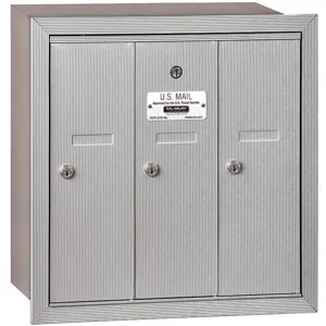 SALSBURY INDUSTRIES 3503ARP Vertical Mailbox Recessed 3 Doors Silver | AG3FQW 33KT64