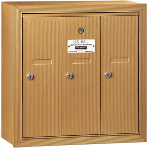 SALSBURY INDUSTRIES 3503BSP Vertical Mailbox Surface 3 Doors Brass | AG3FQZ 33KT67