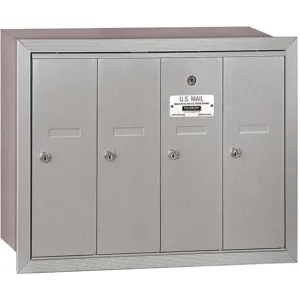 SALSBURY INDUSTRIES 3504ARP Vertical Mailbox Recessed 4 Doors Silver | AH3RUF 33KU55