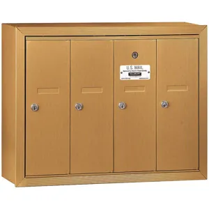 SALSBURY INDUSTRIES 3504BSP Vertical Mailbox Surface 4 Doors Brass | AG3GVE 33KU58