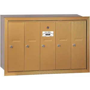 SALSBURY INDUSTRIES 3505BRP Vertical Mailbox Recessed 5 Doors Brass | AG3GZX 33KV72