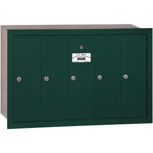 SALSBURY INDUSTRIES 3505GRP Vertical Mailbox Recessed 5 Doors Green | AG3GZZ 33KV74