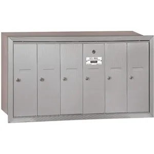 SALSBURY INDUSTRIES 3506ARP Vertical Mailbox Recessed 6 Doors Silver | AG3HCB 33KW23