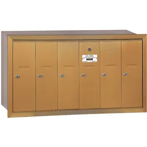 SALSBURY INDUSTRIES 3506BRP Vertical Mailbox Recessed 6 Doors Brass | AG3HCD 33KW25