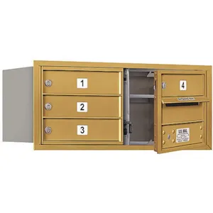 SALSBURY INDUSTRIES 3703D-04GFU Horizontal Mailbox Usps 4 Door Gold Fl 13 Inch | AG3HDP 33KW63