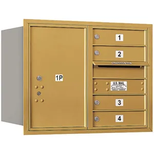 SALSBURY INDUSTRIES 3706D-04GRU Horizontal Mailbox Pl6 5 Door Gold Rl 23-1/2 Inch | AG3HWX 33LC27