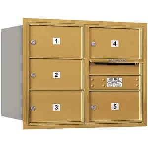 SALSBURY INDUSTRIES 3706D-05GRU Horizontal Mailbox Usps 5 Door Gold Rl 23-1/2 Inch | AG3HYH 33LC77