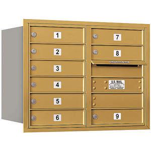 SALSBURY INDUSTRIES 3706D-09GRU Horizontal Mailbox Usps 9 Doors Gold Rl 23-1/2 Inch | AG3JEX 33LE75