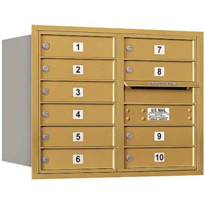 SALSBURY INDUSTRIES 3706D-10GRP Horizontal Mailbox Private 10 Doors Gold Rl 23-1/2 Inch | AG3JMR 33LG67