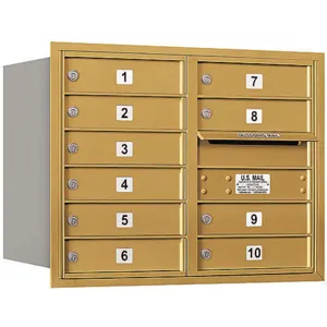 SALSBURY INDUSTRIES 3706D-10GRU Horizontal Mailbox Usps 10 Doors Gold Rl 23-1/2 Inch | AG3JMT 33LG68