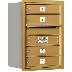 SALSBURY INDUSTRIES 3706S-04GRU Horizontal Mailbox Usps 4 Door Gold Rl 23-1/2 Inch | AG3HED 33KW77