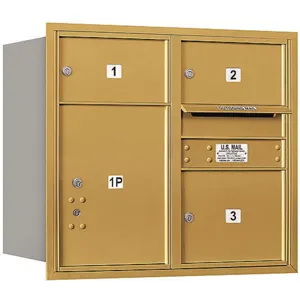 SALSBURY INDUSTRIES 3707D-03GRU Horizontal Mailbox Usps 4 Door Gold Rl 27 Inch | AG3JAK 33LD42