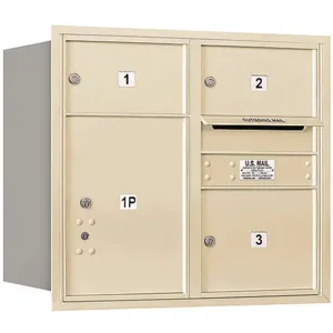 SALSBURY INDUSTRIES 3707D-03SRU Horizontal Mailbox Usps 4 Door Sandstone Rl 27 Inch | AG3JAM 33LD44