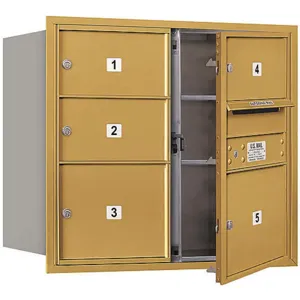 SALSBURY INDUSTRIES 3707D-05GFP Horizontal Mailbox Private 5 Door Gold Fl 27 Inch | AG3JGL 33LF12