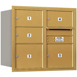 SALSBURY INDUSTRIES 3707D-05GRP Horizontal Mailbox Private 5 Door Gold Rl 27 Inch | AG3JDE 33LE24