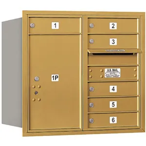 SALSBURY INDUSTRIES 3707D-06GRP Horizontal Mailbox Private 7 Door Gold Rl 27 Inch | AG3JNB 33LG76