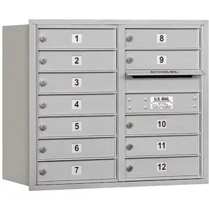 SALSBURY INDUSTRIES 3707D-12ARU Horizontal Mailbox Usps 12 Doors Aluminium Rl 27 Inch | AG3JYA 33LK27