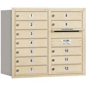 SALSBURY INDUSTRIES 3707D-12SRU Horizontal Mailbox Usps 12 Doors Sandstone Rl 27 Inch | AG3JYG 33LK33