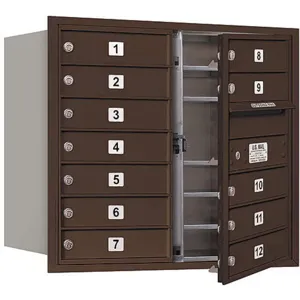 SALSBURY INDUSTRIES 3707D-12ZFP Horizontal Mailbox Private 12 Doors Bronze Fl 27 Inch | AG3KBM 33LK80