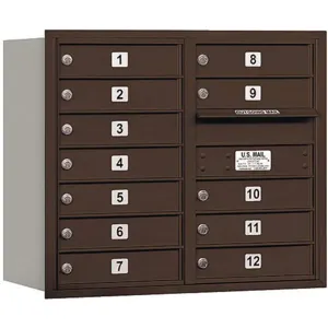 SALSBURY INDUSTRIES 3707D-12ZRP Horizontal Mailbox Private 12 Doors Bronze Rl 27 Inch | AG3JYJ 33LK35