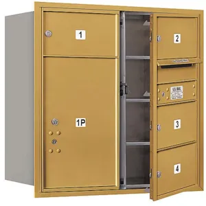 SALSBURY INDUSTRIES 3708D-04GFU Horizontal Mailbox Usps 5 Door Gold Fl 30-1/2 Inch | AG3JLN 33LG32