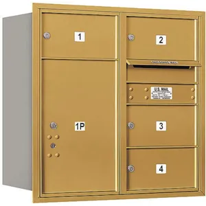 SALSBURY INDUSTRIES 3708D-04GRU Horizontal Mailbox Usps 5 Door Gold Rl 30-1/2 Inch | AG3JLP 33LG33