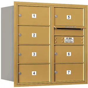 SALSBURY INDUSTRIES 3708D-07GRP Horizontal Mailbox Private 7 Door Gold Rl 30-1/2 Inch | AG3JTC 33LH95