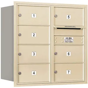 SALSBURY INDUSTRIES 3708D-07SRP Horizontal Mailbox Private 7 Door Sandstone Rl 30-1/2 Inch | AG3JTF 33LH98