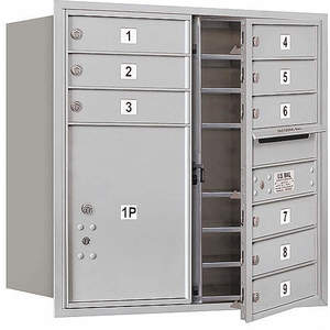 SALSBURY INDUSTRIES 3708D-09AFU Horizontal Mailbox Usps 10 Doors Aluminium Fl 30-1/2 Inch | AG3JYL 33LK37