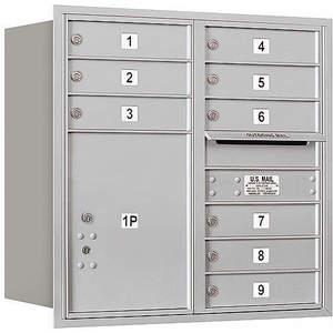 SALSBURY INDUSTRIES 3708D-09ARU Horizontal Mailbox Usps 10 Doors Aluminium Rl 30-1/2 Inch | AG3JYM 33LK38